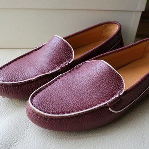 M. GEMI Felize Piping Leather Bordeaux/Latte Loafers 36.5